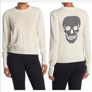Skull Cashmere Chalk Midheather Grey Madison Skull Print Cashmere Sweater XS